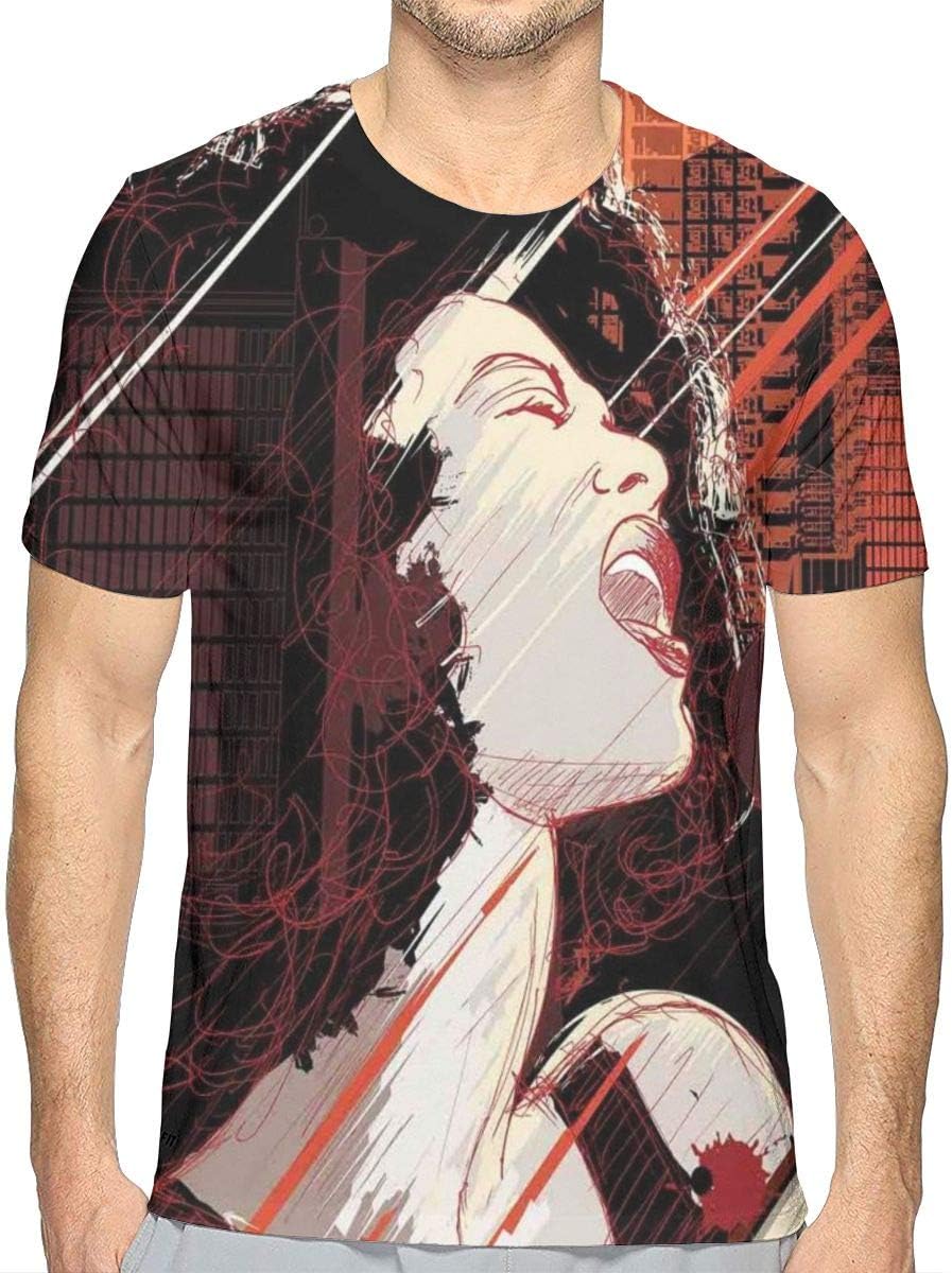 3D Printed T Shirts,Jazz Singer Woman Performing On Grunge Background Musical Sound Illustration