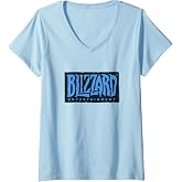 Womens Blizzard Entertainment Official Blue Logo V-Neck T-Shirt