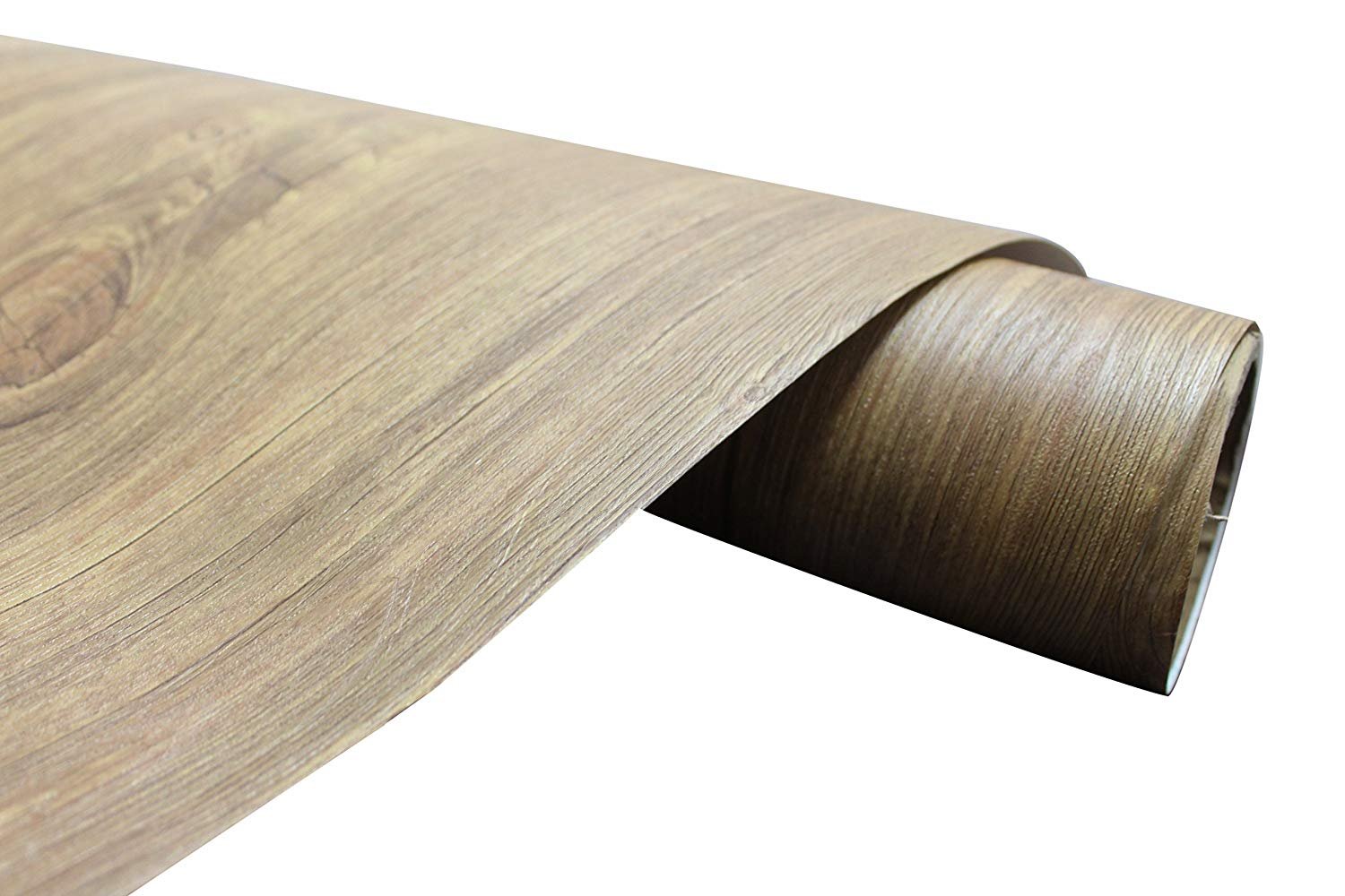 Elton Yellowish Brown Teak Wood Grain Textured Self Adhesive Decorative Vinyl Shelf_2x4 Feet
