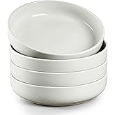 HaWare Pasta Bowls Set of 4, 33oz Large Salad Bowls for Home Kitchen, Ceramic Serving Plates for Soup, Cereal, Scratch-resistant Wide and Shallow Dinner Bowl, Microwave & Dishwasher Safe, Milky White