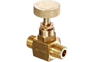 PIC Gauges NV-B-1/4-MXM Brass Needle Valve, 1/4" Male NPT X 1/4" Male NPT