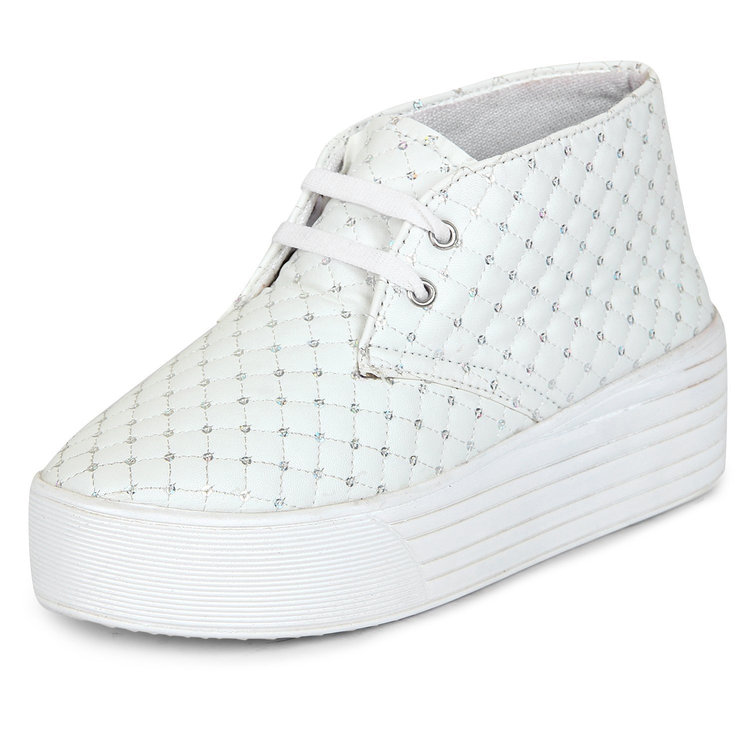 bella toes designer shoes for women - sneakers - white fabric ankle length smart casual shoes/boots for women