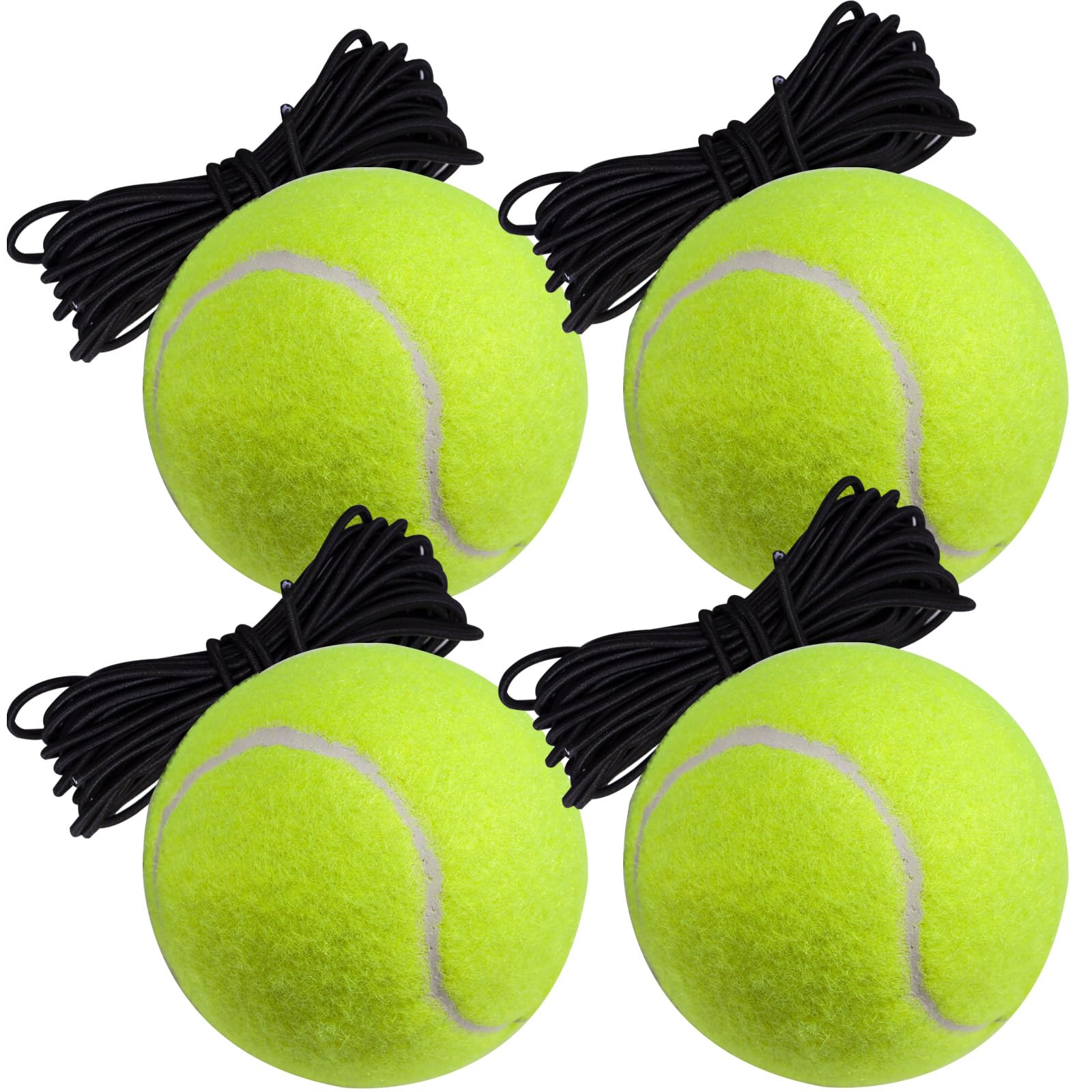 Orrdiffi Tennis Ball Tennis Trainer Balls, Swing Ball with 4m Elastic String Attached for Self-Study Exercise, Ideal for Indoor and Outdoor Practice（4 pieces