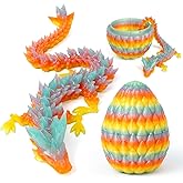 Flavery 3D Dragon Egg - Rainbow Easter Egg with Flexible Dragon Inside, Large 3D Printed Gift,Figurine Decor, Executive Desk Toy(12" Dragon)