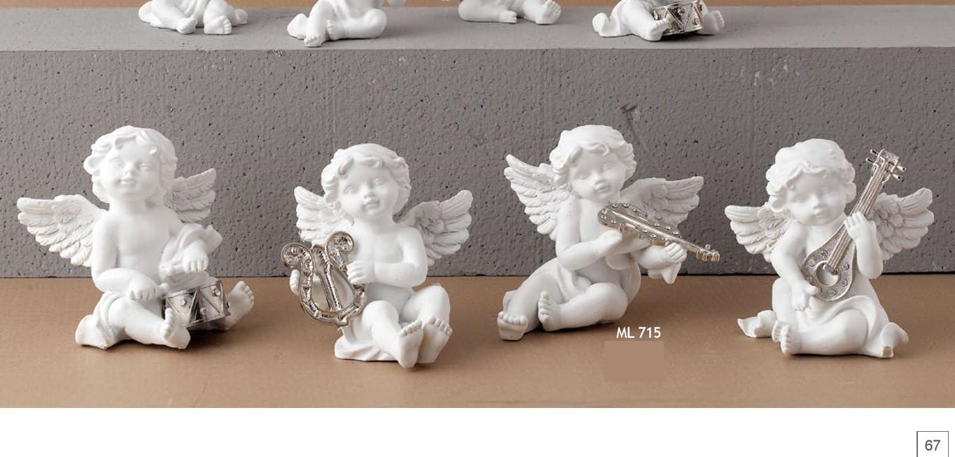 Set of 4 Large Cherub Angel with Musical Instrument Metal