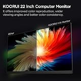KOORUI 22 Inch FHD 1080p 75Hz Business Eye Care Monitor HDMI VGA Black view 3
