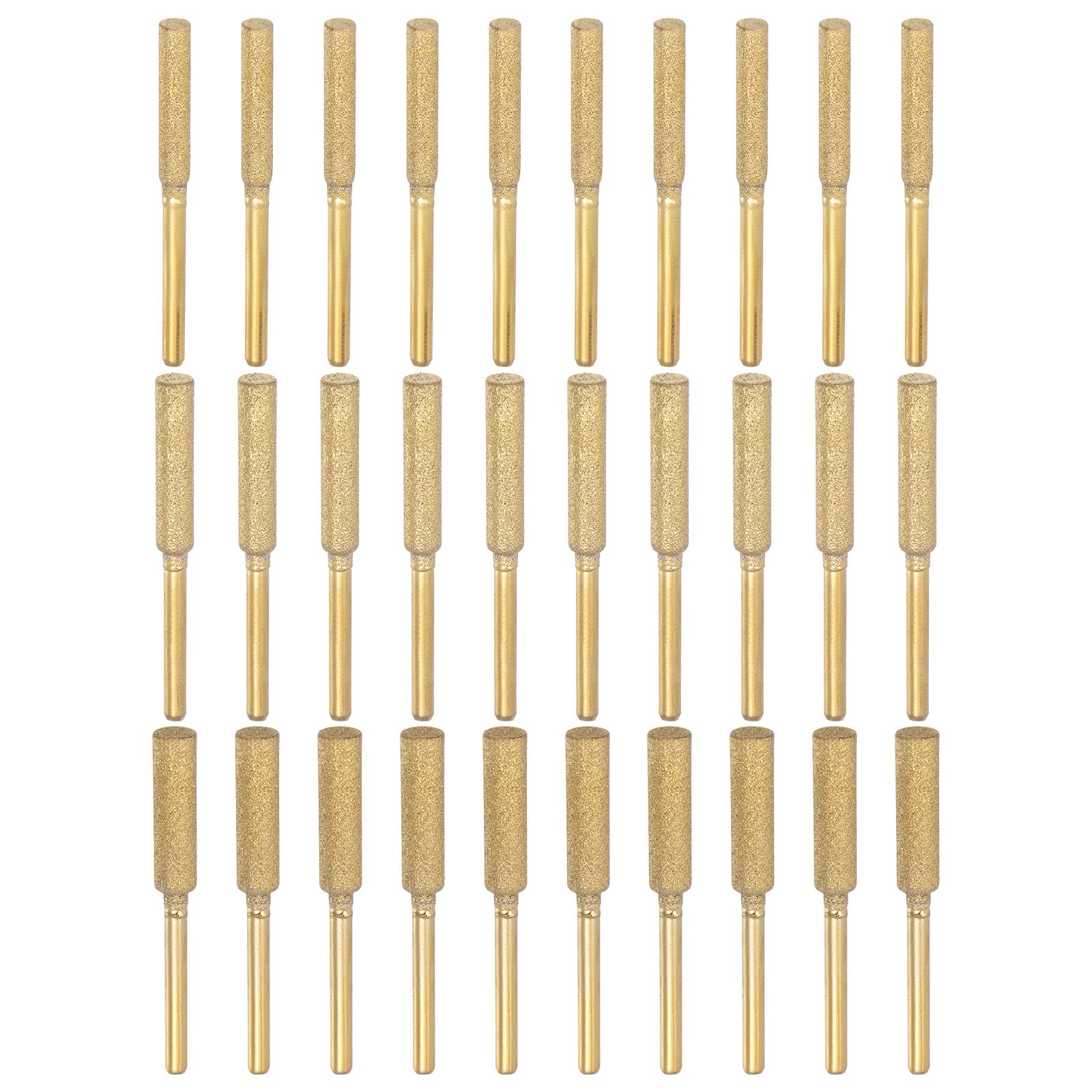 PATIKIL 30 Pcs Diamond Chainsaw Sharpener 3 Sizes High Hardness Sharpening Stone Polishing Chainsaw Sharpening Kit Grinding File Tool, Gold(5/32", 3/16", 7/32")