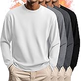 Evervibe 4 Pack Mens Big and Tall Thermal Shirts Fleece Lined Long Sleeve Loose Fit Undershirts Crewneck Casual Plus Size Top