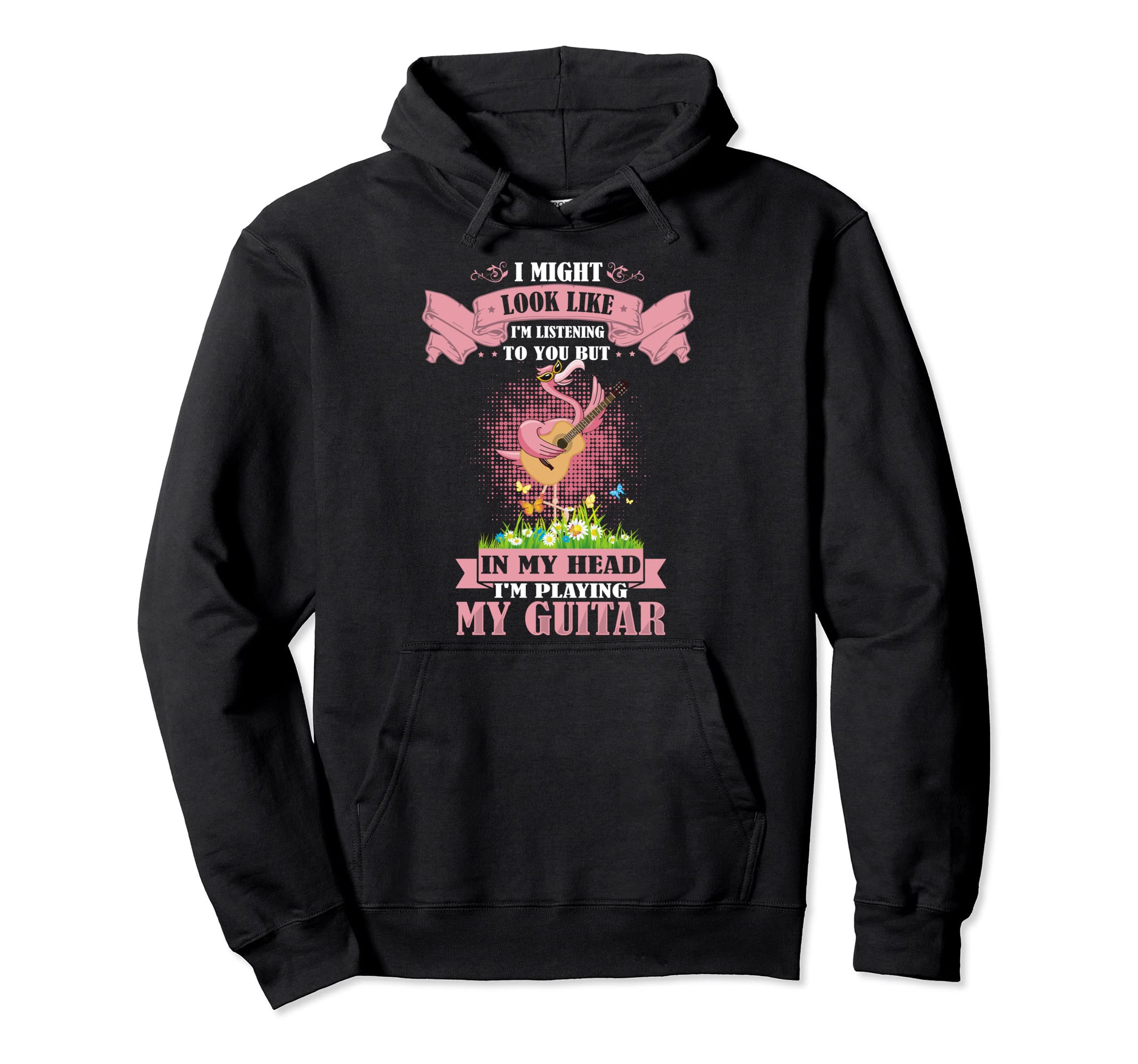 Flamingo Playing Acoustic Guitar Musical Fans Band Lover Pullover Hoodie