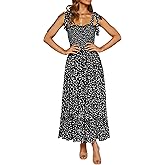 R.Vivimos Women's Summer Straps Cotton Irregular Polka Dot Ruffles Midi Dress