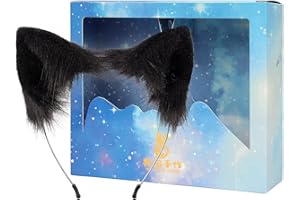 ADOLALA Cat Fox Wolf Ears Faux Fur Animal Anime Headband for Halloween Party Costume Accessory