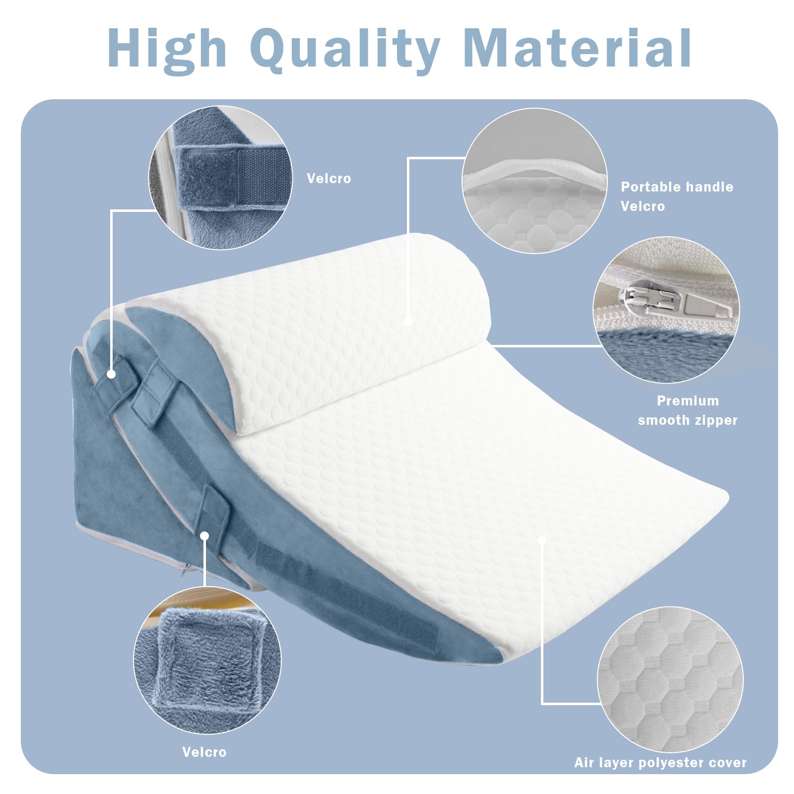 SlumbayTale Bed Wedge Pillow for Sleeping, 12&18&25 Inch Adjustable Height Memory Foam Wedge Pillow for After Surgery, 12-in-1 Wedge Pillow for Acid Reflux, Snoring, Gerd, Back Pain