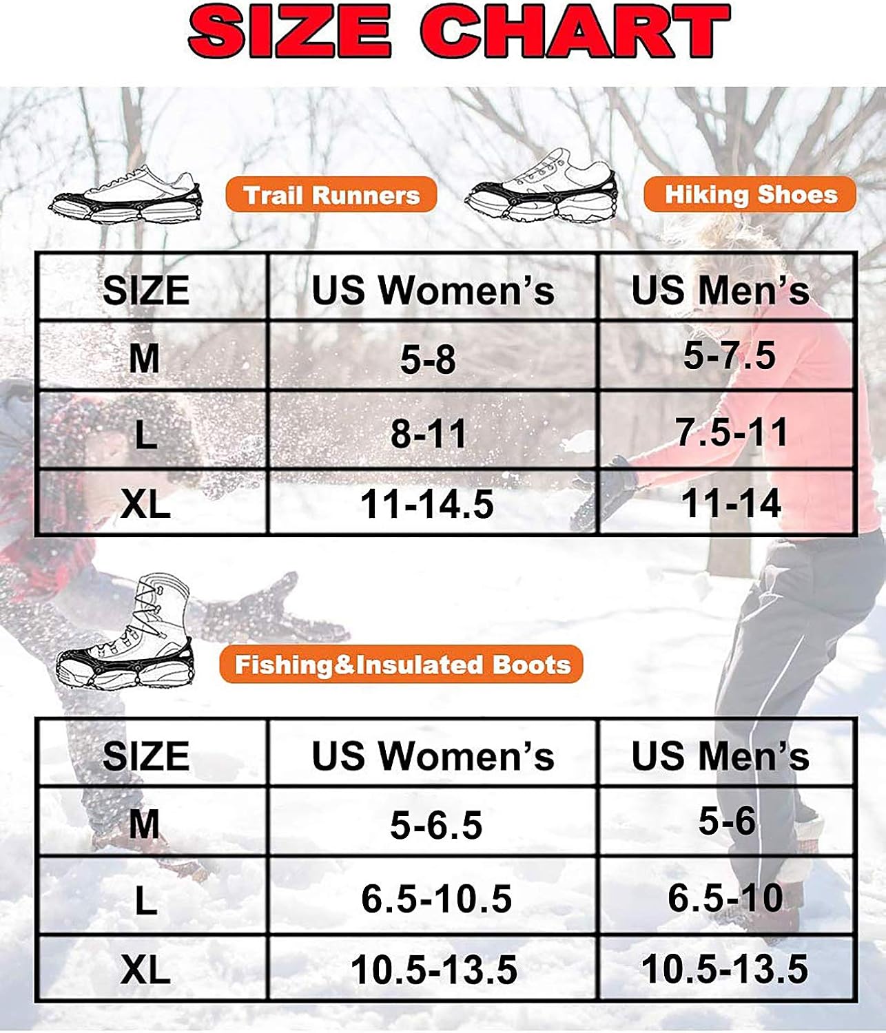 EnergeticSky Upgraded Version of Walk Traction Ice Cleat Spikes Crampons,True Stainless Steel Spikes and Durable Silicone,Boots for Hiking On Ice & Snow Ground,Mountian.: Sports & Outdoors