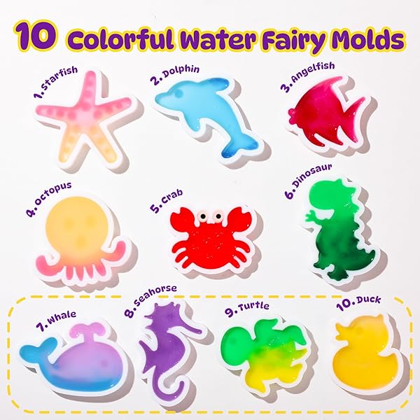 TMOL MAGIC WATER ELF TOY KIT – 65ML AQUA FAIRY WATER GEL KIT FOR KIDS WITH 20 MAGIC GEL & 10 MOLDS, MAKE YOUR OWN WATER PETS & SQUISHY TOYS, ARTS AND CRAFT KITS FOR KIDS AGES 8 9 10 YEARS OLD