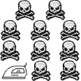 Laughing Lizards Small Skull Patches (10-Pack) Skull & Crossbones Skeleton Iron On Patches, Iron-On, Glue On, or Sew On to Clothing, Hats, Backpacks, Jackets, Pants, & Accessories