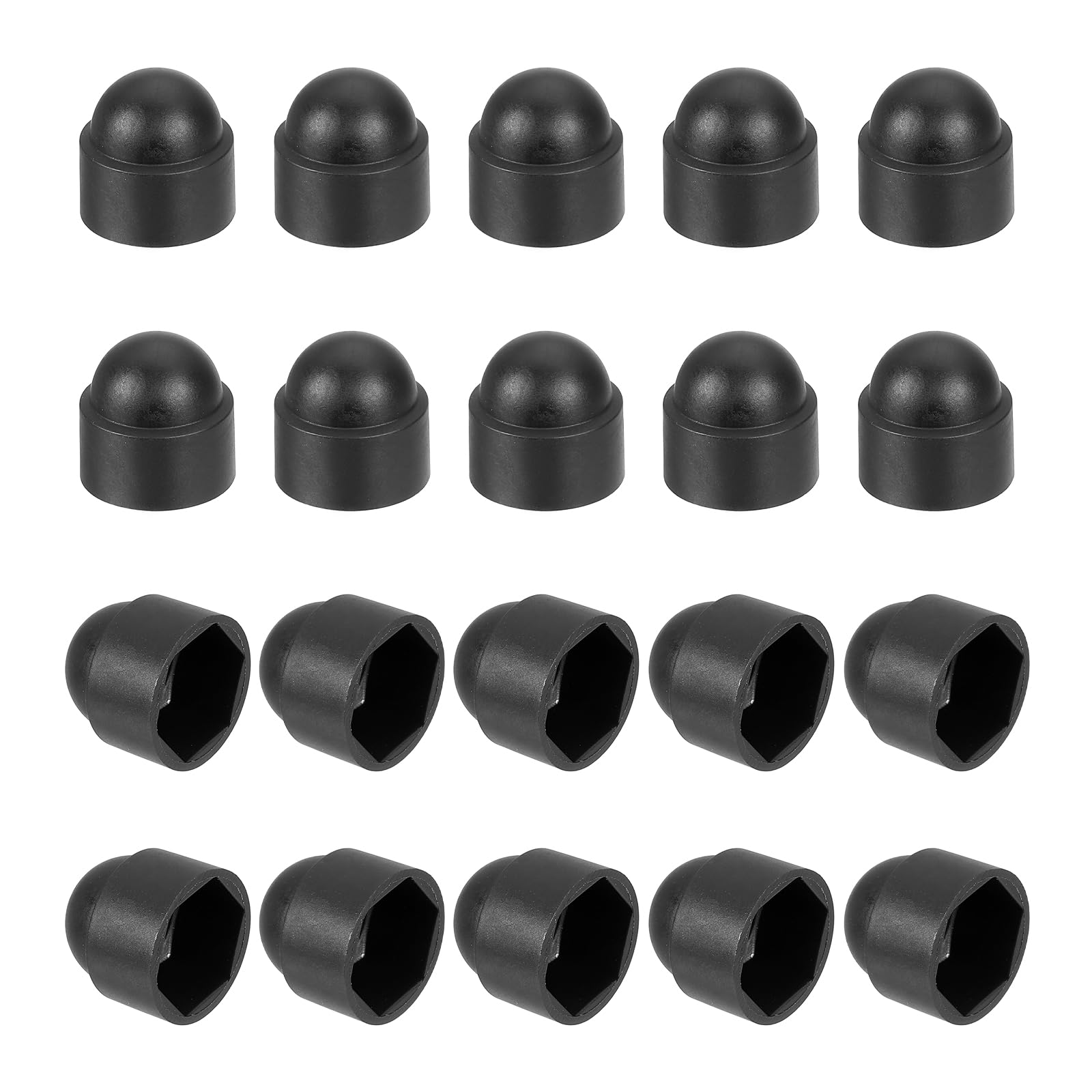 Photo 1 of uxcell Nut Protection Cap, 20Pcs M10x17x20mm - Plastic Hexagonal Screw Protection Cap, Dome Acorn Hex Head Bolt Covers, Waterproof Decorative Cap (Black)