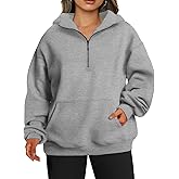 TAKEYAL Plus Size Sweatshirts for Women Pockets Half Zip Pullover Long Sleeve Oversized Drop Shoulder Y2K Clothes