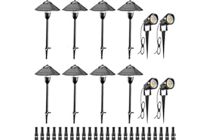 ZUCKEO LED Landscape Lighting Low Voltage Pathway Lights 12V 24V Landscape Light Kit, Outdoor Aluminum Landscape Spotlights Path Lights Waterproof for Garden Yard House Decoration(12Pack)