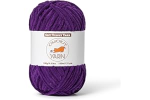 OMOIUT Fluffy Velvet Yarn for Crocheting, Chunky Chenille Baby Blanket Yarn for Crocheting, Soft Fuzzy Puzzle Yarn for Knitting, 100g/3.53oz Bulky Thick Amigurumi Crochet Yarn（Dark Purple）