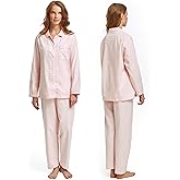 tweezi Cotton Pajamas for Women Set – Pastel Pink – Size XL – Long Sleeve Button Down Pajamas Women 2-piece with Straight-leg Pants & Elastic Waist – Pj Sets for Woman – Womens Pajama Sets
