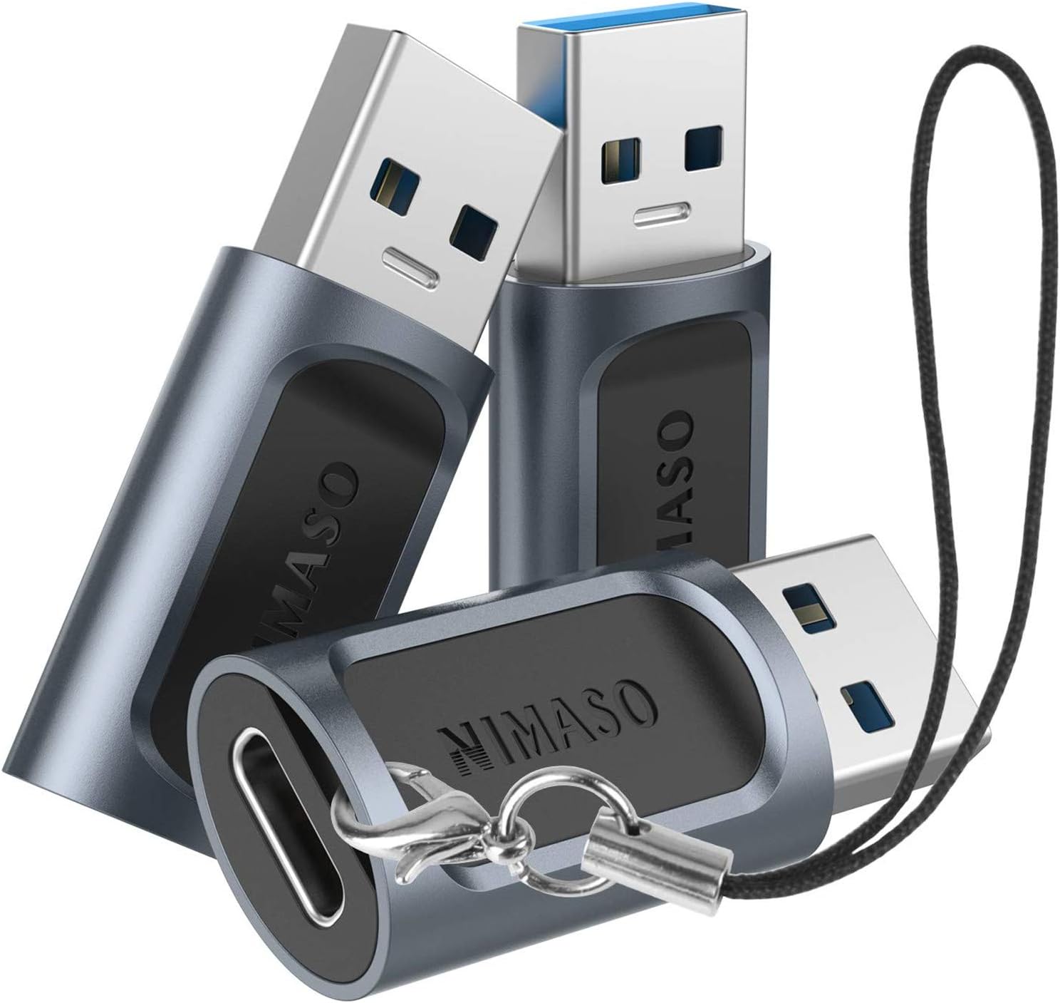 NIMASO USB C to USB Adaptor[3-Pack] USB 3.0(5Gbps) to USB Type C Adapter Compitable with USB C Smartphones, Laptops, Wall Chargers, Power Banks and More USB-A Devices
