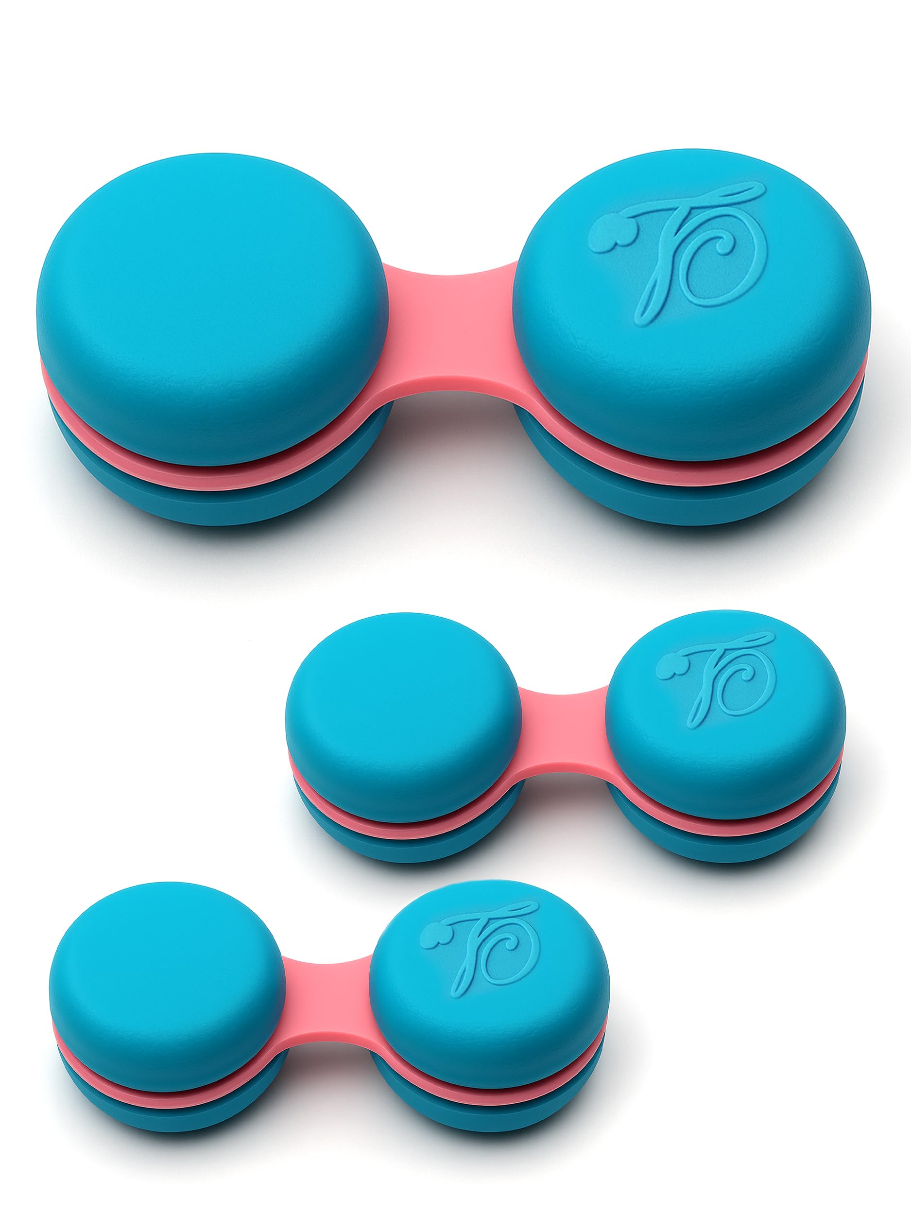 SPORTS WORLD VISION 3PC Blue Macaroon Contact Lens Case | Compact, Portable & Leakproof Contact Lens Holder | Durable, Travel-Friendly Contact Lens Solution Box with Same Color Set