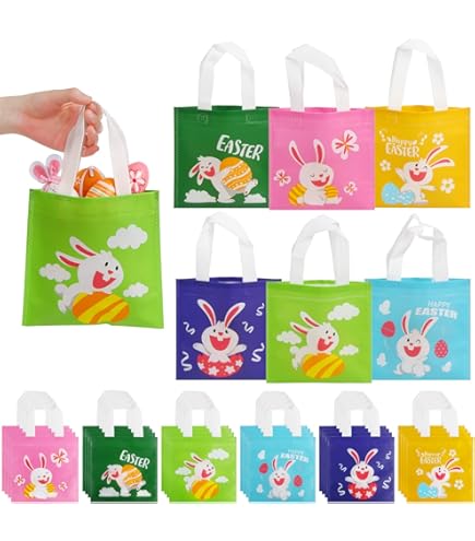 Aazon.co: Linelglobal Easter Gift Bag With Handle Happy Easter Non