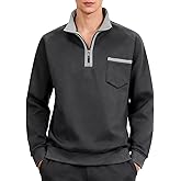 Wirltte Mens Quarter Zip Pullover Sweatshirt Long Sleeve Casual Warm Fleece Stand Collar Sweatshirts for Men