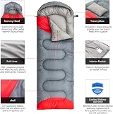 BISINNA Sleeping Bag with Pillow 4 Season Waterproof Warm Camping Grey Right Zip view 3