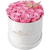 Cyrabota 16 Preserved Roses in a Box, Preserved Flowers Gifts for Women, Forever Flowers for Delivery, Flower Birthday Gifts Box for Her, Mothers Day Rose Gifts for Mom, Sweet Pink
