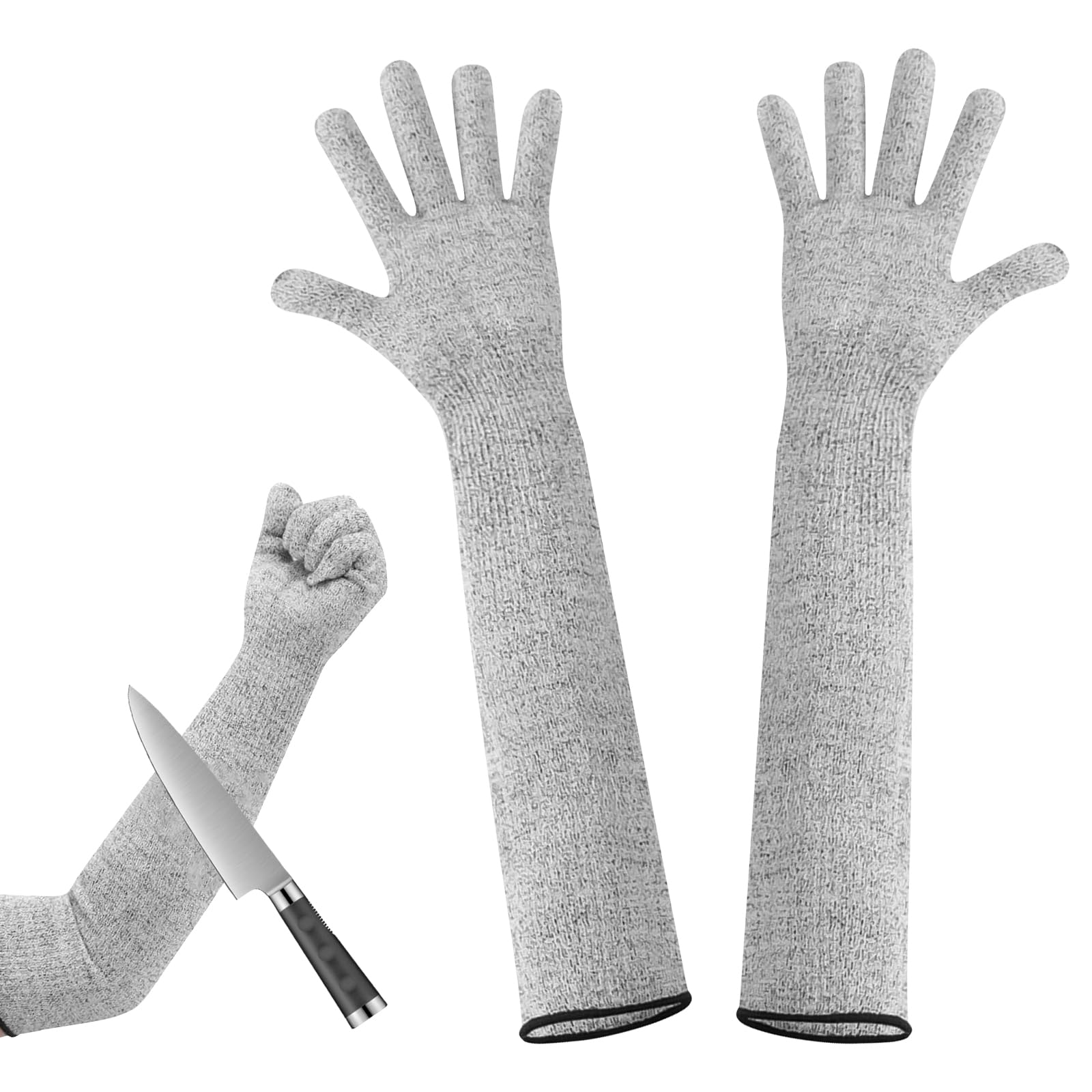 SUPRROW Guard Gloves Gardening, 1 Pair 55cm Cut Resistant Safety Arm Sleeves,Level 5 Cut Resistant Gloves With Long Arm Sleeves,Long Gardening Gloves for Men for Garden Farm Kitchen Heavy Duty Work
