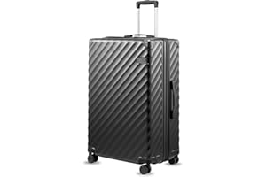 LUGGEX Luggage with Spinner Wheels, Polycarbonate Expandable Hard Shell Suitcase, Checked Large 28 Inch, Charcoal Metallic