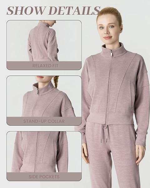 LEAPSTRIDE WOMEN’S FLEECED PERFORMANCE JACKET – FULL-ZIP STAND-UP COLLAR, WARM FLEECE FOR WINTER DAILY WEAR