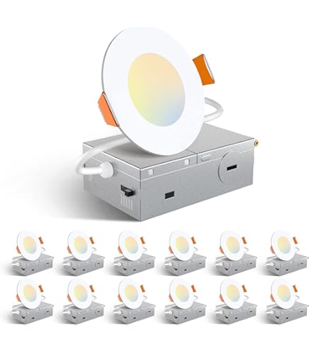 Luxrite 3 Inch Ultra Thin LED Recessed Light 5 Color Option Baffle 4-Pack
