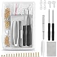 Gold Eyeglass Repair Tool Kit Eye Glass Repair Kit Eye Glasses Repairing Screwdriver Set with Eyeglass Screws, Nose Pads, Small Screwdriver, Tweezers for Glasses Sunglasses Watch Clock Repair