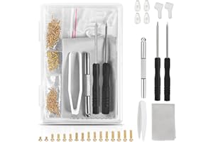 Gold Eyeglass Repair Tool Kit Eye Glass Repair Kit Eye Glasses Repairing Screwdriver Set with Eyeglass Screws, Nose Pads, Sma
