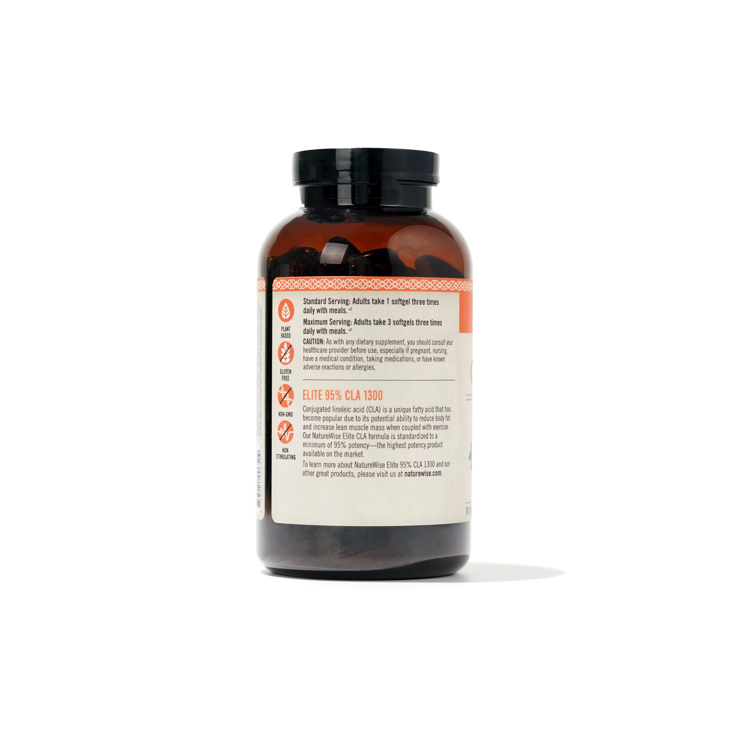 NatureWise CLA 1300 - 95% Active Conjugated Linoleic Acid for Women and Men, Not Stimulating, Supports Weight & Fitness Goals - Non-GMO, Gluten Free - 180 Softgels[2-Month Supply]