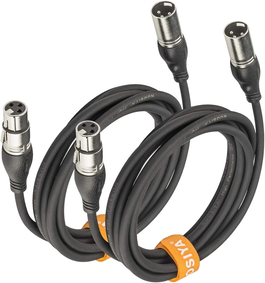 NUOSIYA XLR Cable 10 ft ​2 Pack, XLR Microphone Cable 3 Pin Balanced Male to Female Mic Cable, XLR to XLR Cables for Amplifiers, Microphones, Mixer, Speaker System
