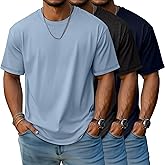 Evervibe 3 Pack Men's Big and Tall T-Shirts, Crew Neck Cotton Short Sleeve Tees Summer Side Slits Shirts Casual Basic Tops