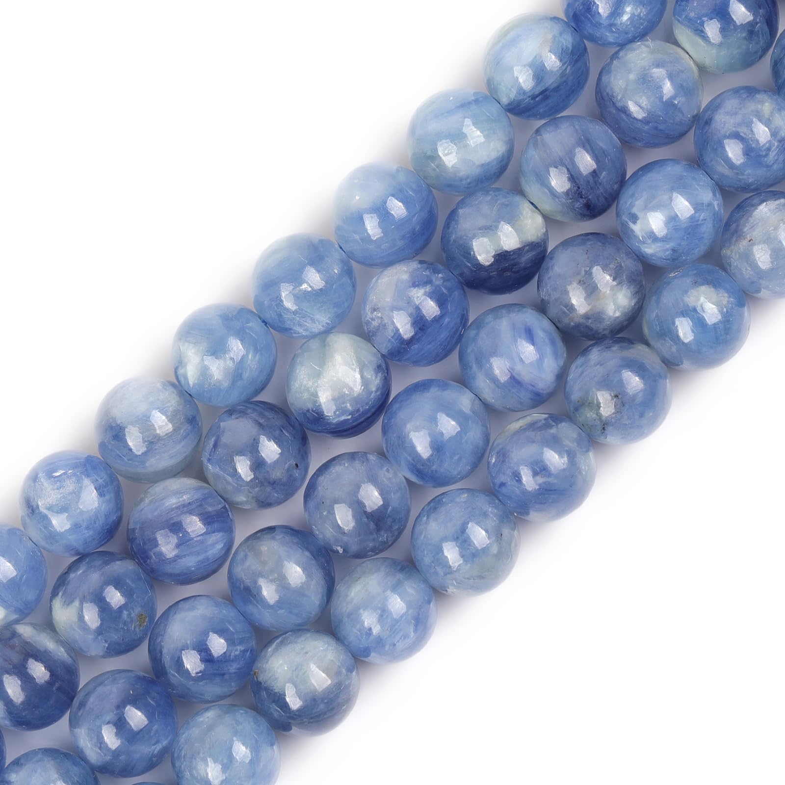 GEM-Inside Natural 8mm Blue Kyanite Round Gemstone Semi Precious Loose Beads for Jewellery Making 15''