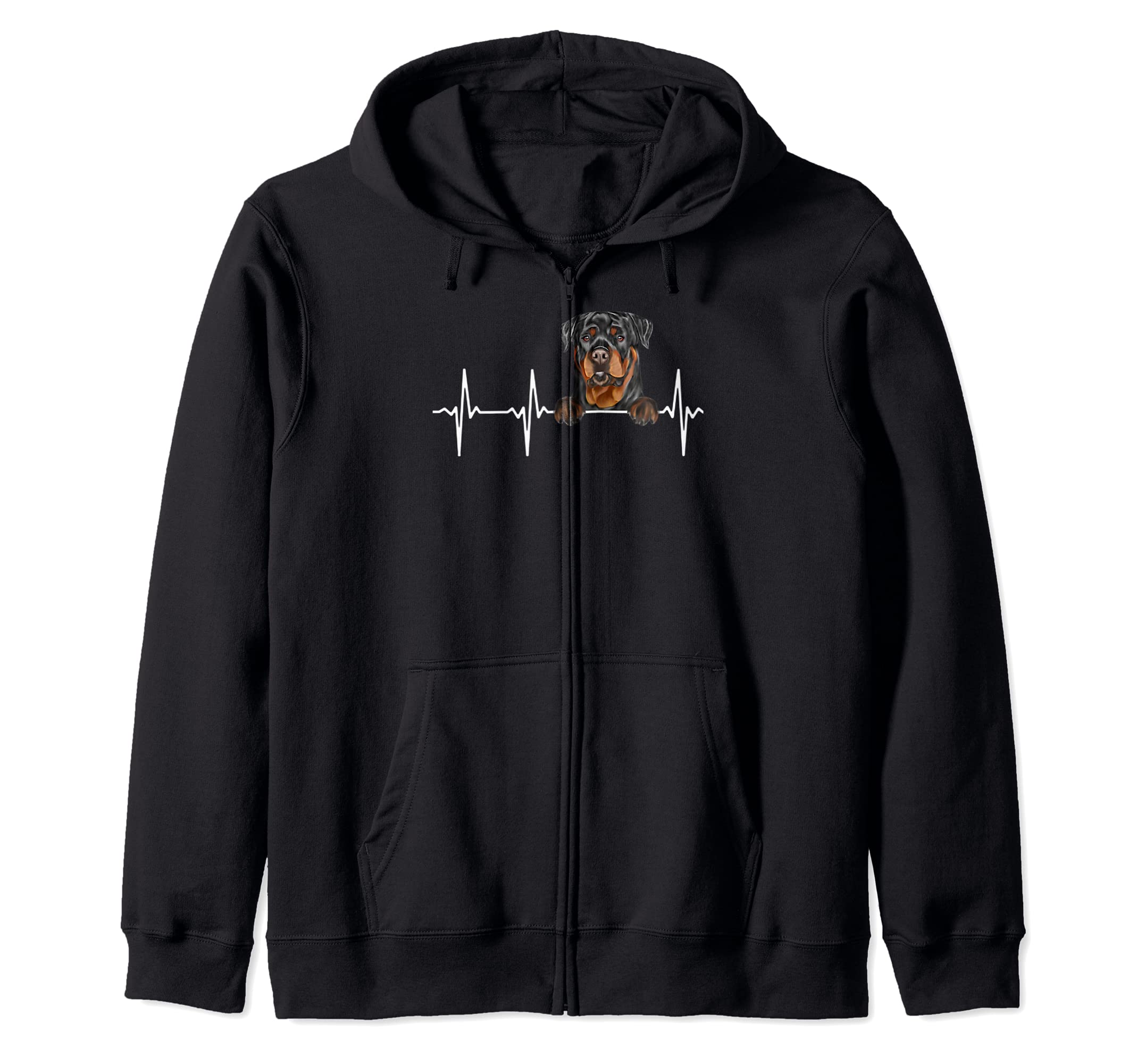 Funny Dog Heartbeat For Rottweiler Lovers Zip Hoodie