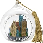 Detroit Christmas Ornament Glass 3 Inches
