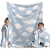 Cloud Blanket, Cloud Print Throw Blanket, Blue and White Gift for Girl and Boy, Lightweight Soft Cute Cloud Fleece Blanket for Sofa Chairs Bed 40" x 30" for Pet