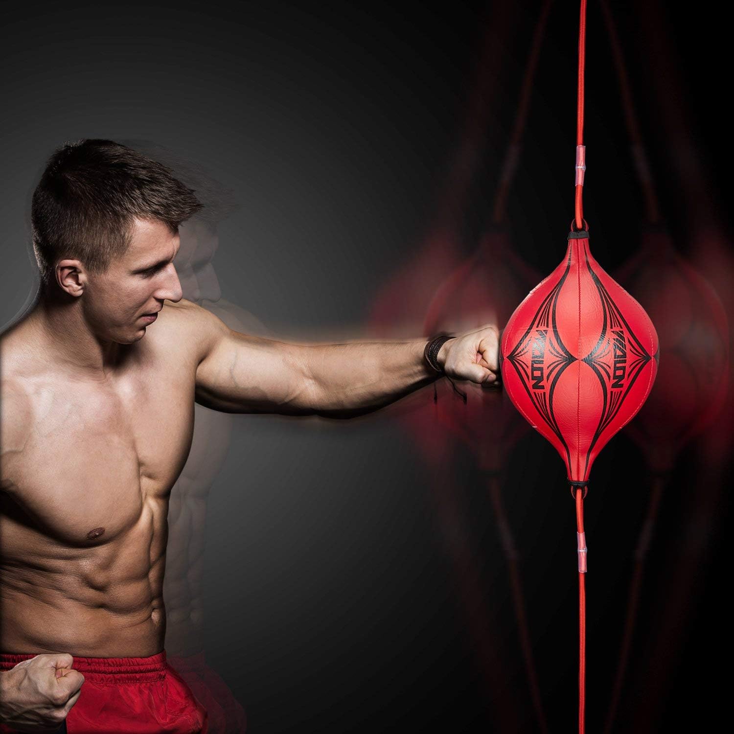 Opliy Double End Ball, Boxing Speed Ball Leather Boxing Ball with Pump Speed Dodge Ball Include 2pcs Ring Locking for Gym MMA Boxing Sports Punch Bag (Red) : Sports & Outdoors