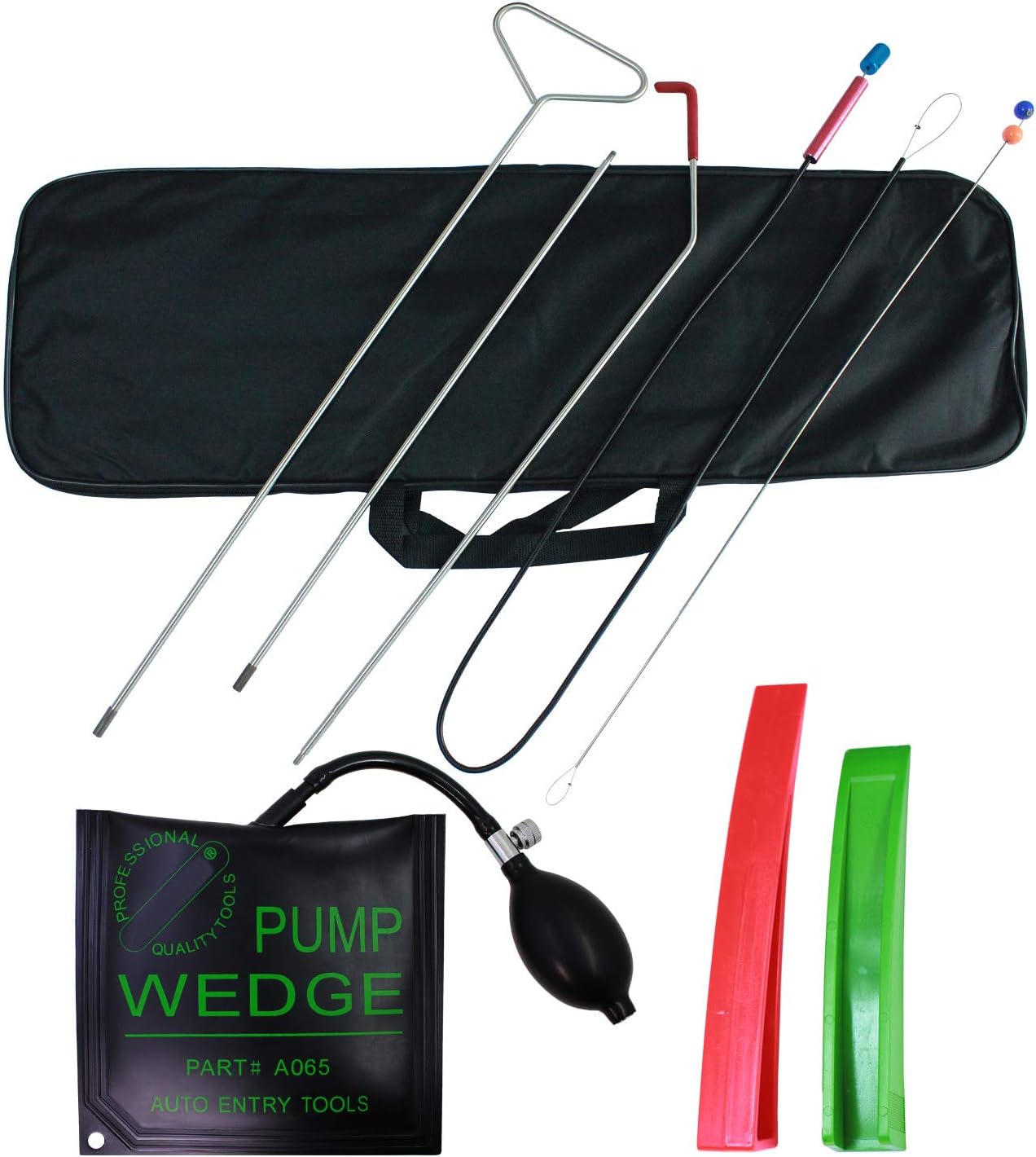 SUNTUE Essential Kit with Long Reach Grabber,Air Pump Bag,Non Marring Wedges,Professional Tools for Car and Truck