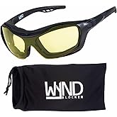 WYND Blocker Motorcycle Riding Glasses Extreme Sports Wrap Sunglasses (Black/Yellow)