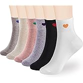 inhees Women's Cute Ankle Crew Socks - Novelty Fun Heart Cotton Casual Athletic Running Socks-6Pairs