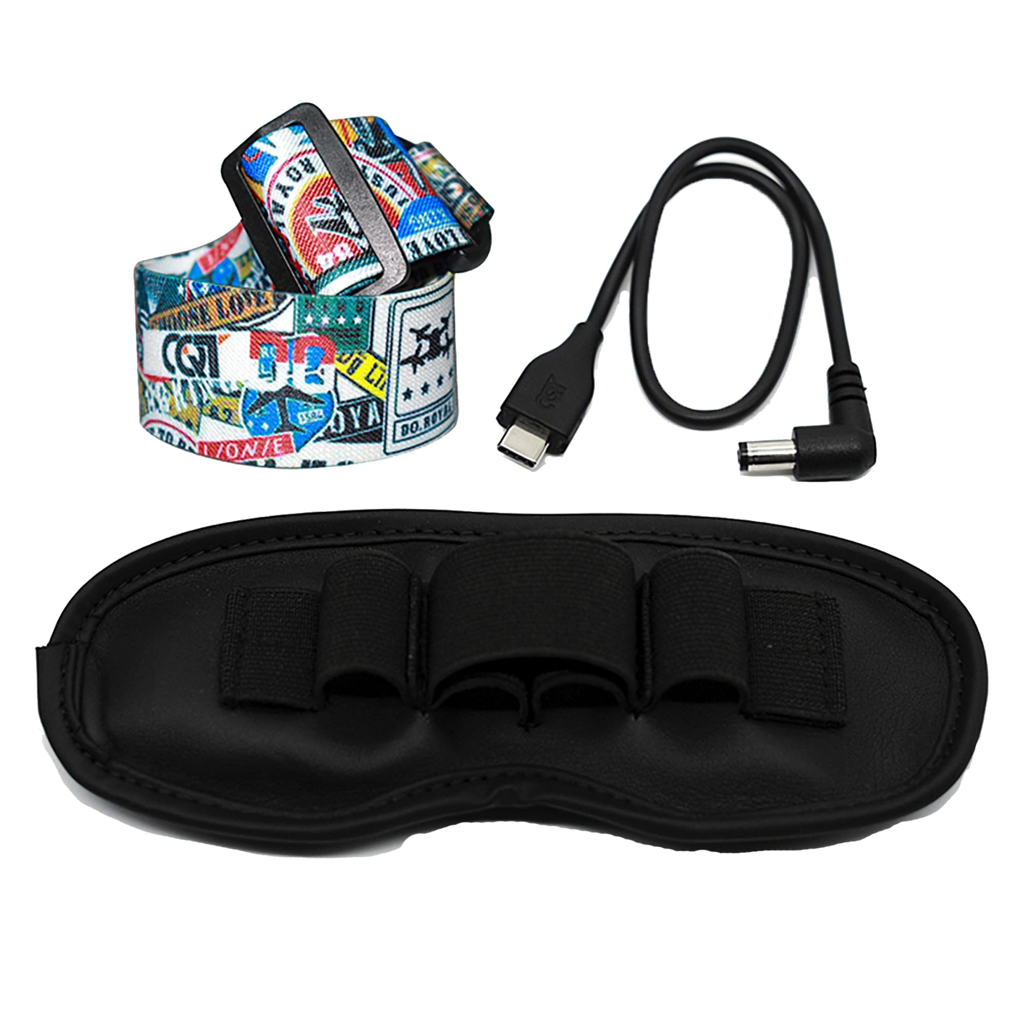 Fututech Adjustable Head Strap Kit + Cover + Cable for DJI FPV Helmet Goggles V2 and Other Brands of VR Glasses Drone Accessory (Strap + Cable + Case)