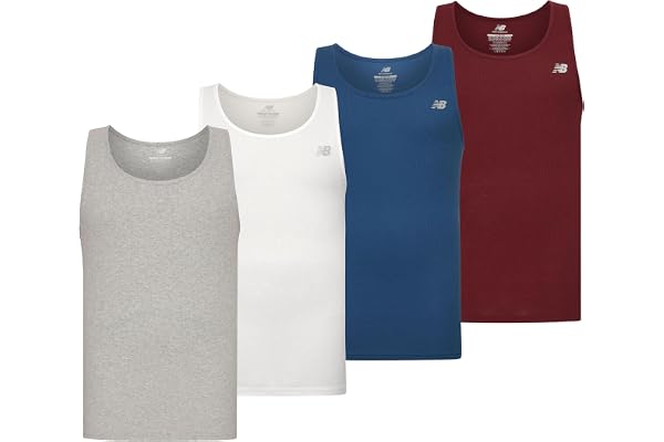 New Balance Men's Cotton Performance Rib Tank Top (Pack of 4)