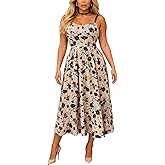 materasu Women's Summer Maxi Dress Sleeveless Floral Sundress Casual Beach Party Outfit